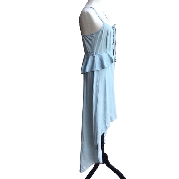 Guess Sleeveless Lace Up Maxi Dress Super Bleached Wash NEW - Picture 6 of 8